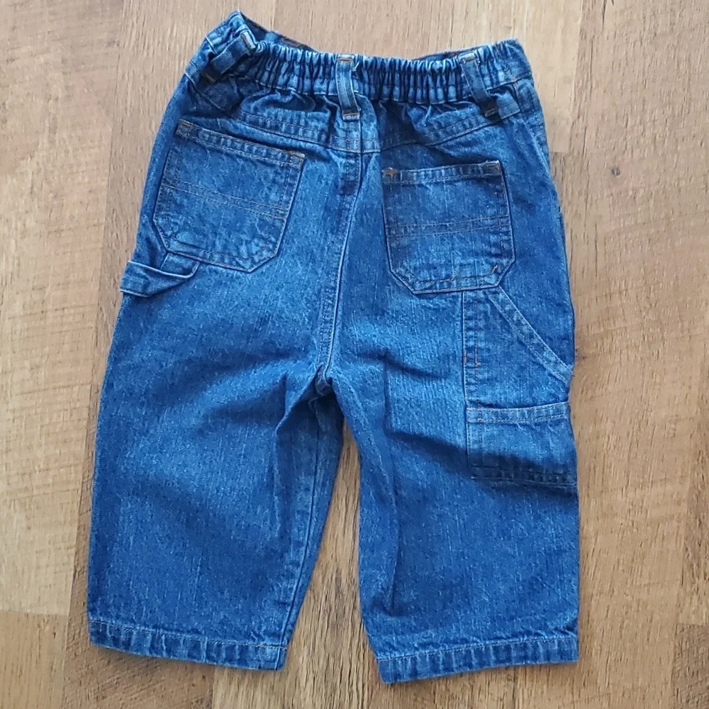 Little By‎ Little Boys Woodland Fleece Tan Jacket with Carpenter Jeans 12M
